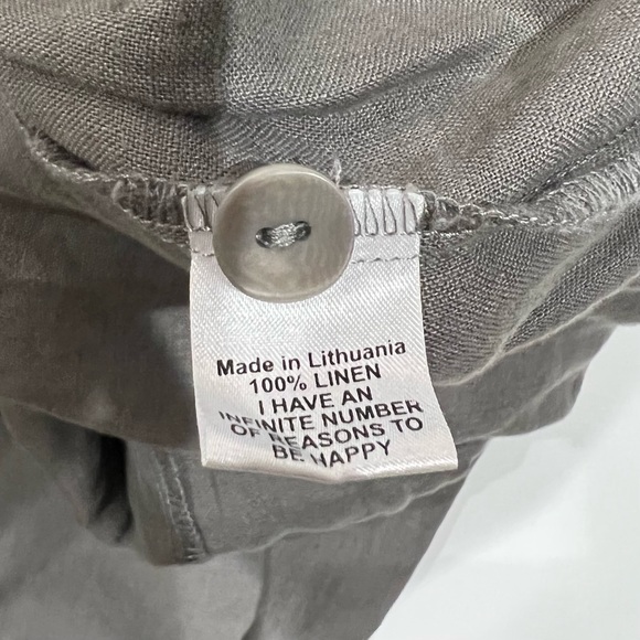 FLAX Adjustable Leg Pull-on Cropped Linen Pants - Picture 4 of 5